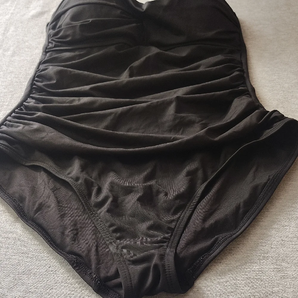 Black Strapless WOMENS ANNE COLE BEAUTIFUL SWIMSUIT SWIMWEAR ONE-PIECE SUIT - Picture 5 of 16